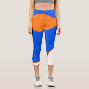 Abstract Art Minimalism Pastel Orange Blue Capri Leggings