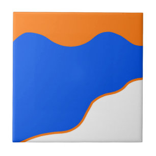 Abstract Art Minimalism Pastel Orange Blue Tile