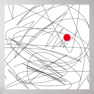 Abstract Art Minimalism Red Dot Focus Poster
