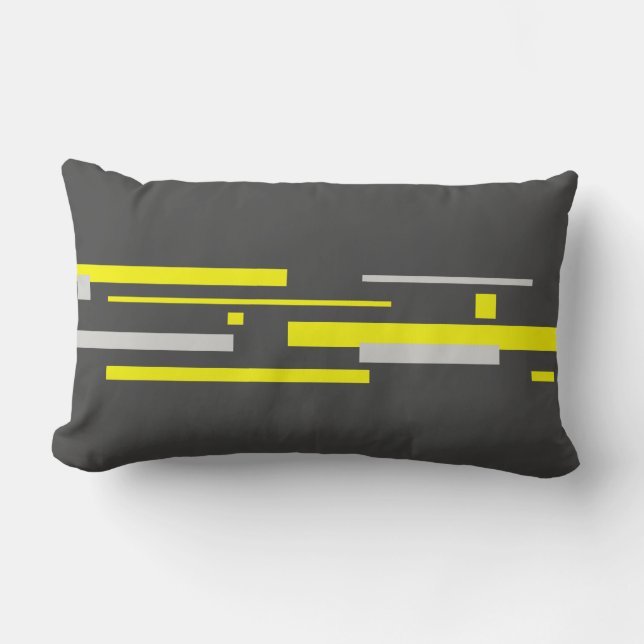 Abstract Art Minimalism Yellow Grey Pillow Cushion (Front)