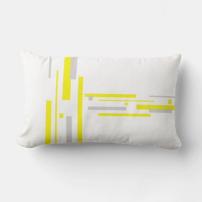 Abstract Art Minimalism Yellow Grey Pillow Cushion (Front)