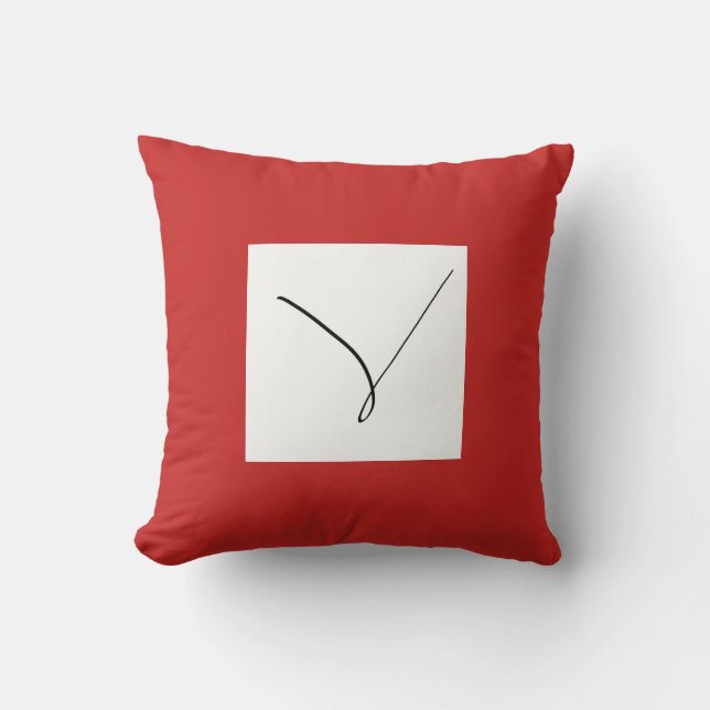 Abstract Art Minimalistic Red Black V Line Cushion (Front)