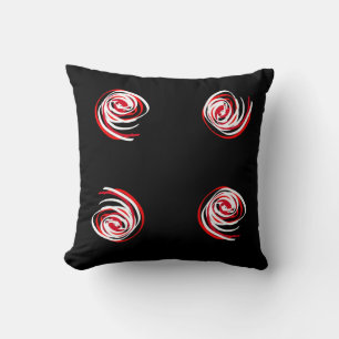Abstract Art Minimalistic Red Spiral Black Cushion