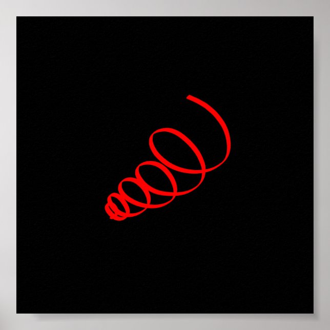 Abstract Art Minimalistic Red Spiral Black Poster (Front)