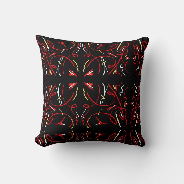 Abstract Art Minimalistic Red Yellow Lines Cushion (Front)
