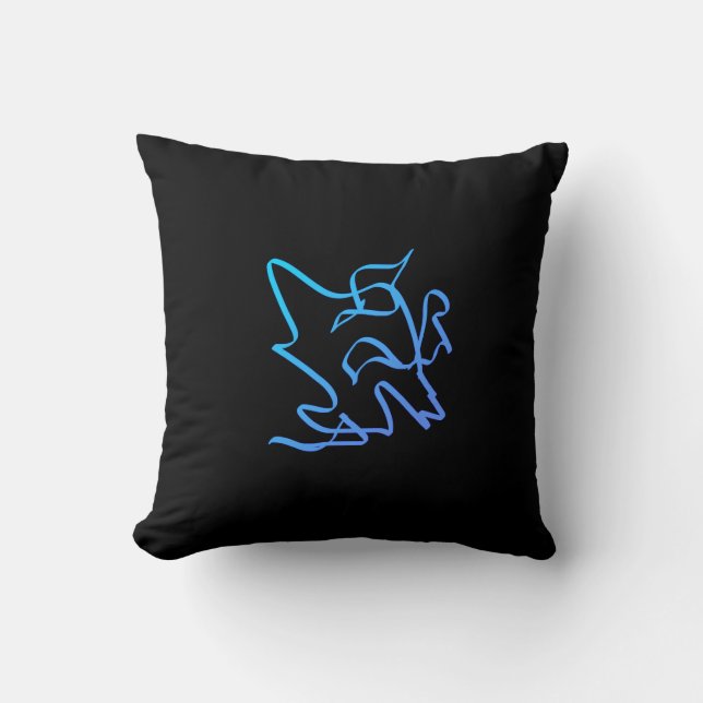 Abstract Art Minimalistic Turquoise Black Cushion (Front)