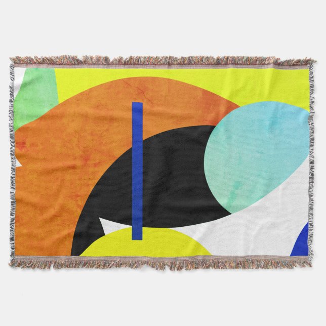 Abstract Art Minimalistic Yellow Blue Blanket (Front)