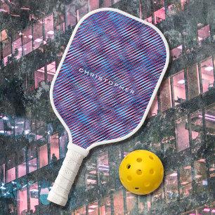 Abstract Art Modern Blue & Red Moiré Effect Custom Pickleball Paddle