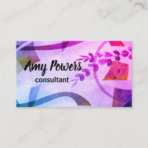 abstract art modern chic purple and blue business card