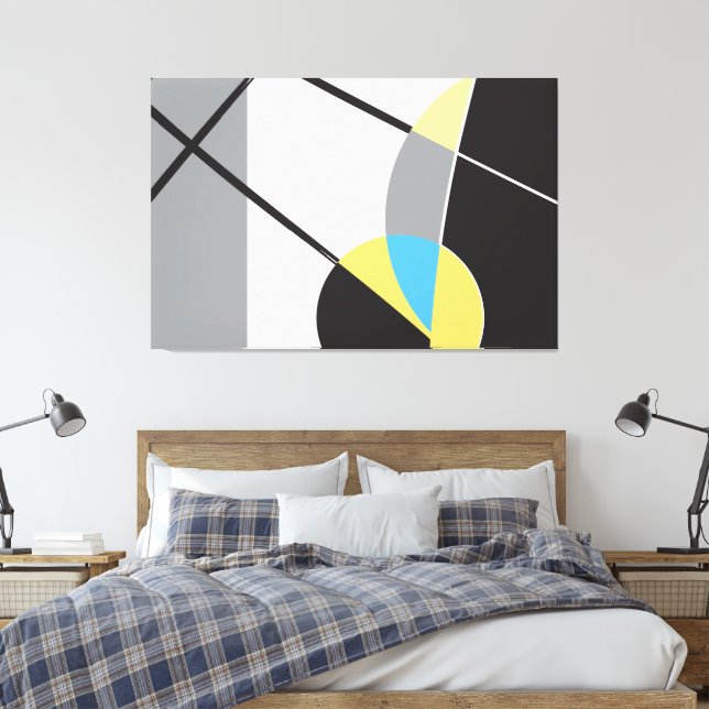 Abstract Art Modern Shapes  yellow black Canvas Print (Insitu(Bedroom))