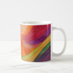 Abstract Art mug with orange, green, red colours