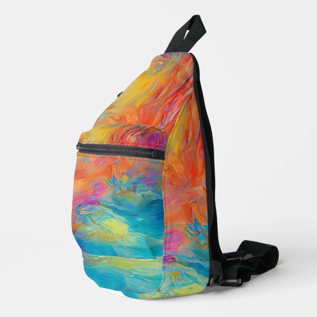 Abstract Art NAME Modern Colourful Fun Sling Bag (Right Corner)