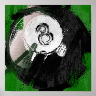 Abstract Art Number 8 Billiards Ball Poster