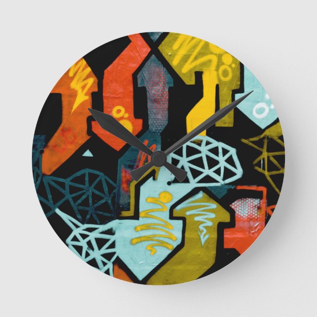 Abstract Art of Arrows Round Clock (Front)