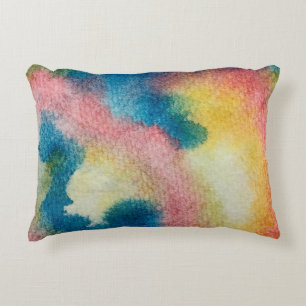 Abstract art of colorful bright ink and watercolor decorative cushion