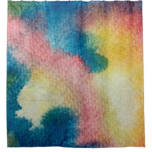 Abstract art of colorful bright ink and watercolor shower curtain
