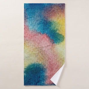 Abstract art of colourful bright ink and watercolo bath towel