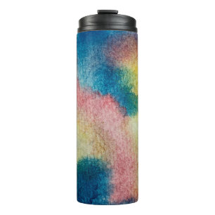 Abstract art of colourful bright ink and watercolo thermal tumbler