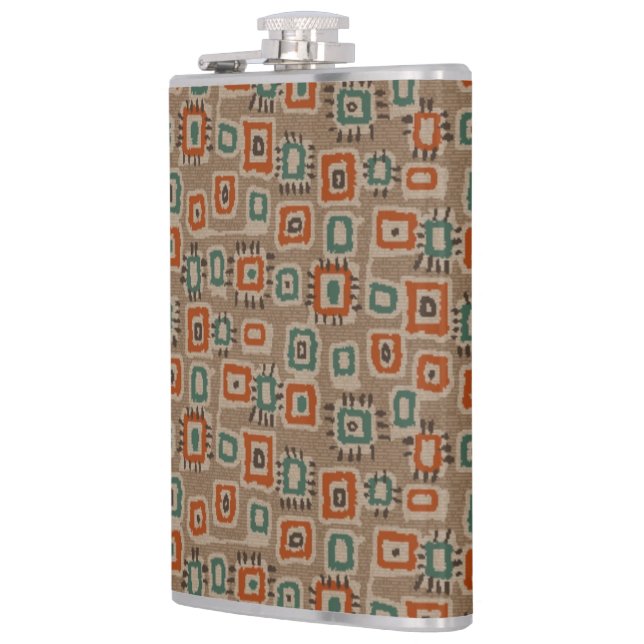 Abstract Art Old Cloth Patches Hip Flask (Left)