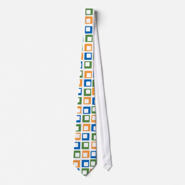Abstract Art | Orange Green Blue Squares Tie (Front)