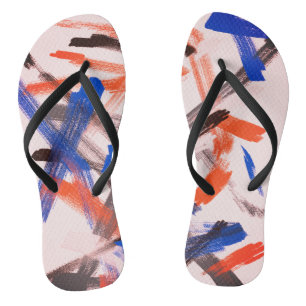 Abstract Art Paint Brushes Positive Flip Flops
