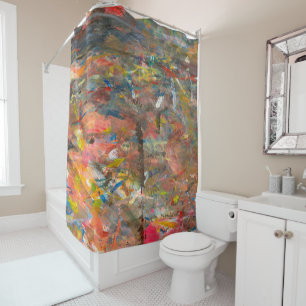 Abstract Art Paint Dab Colourful Shower Curtain