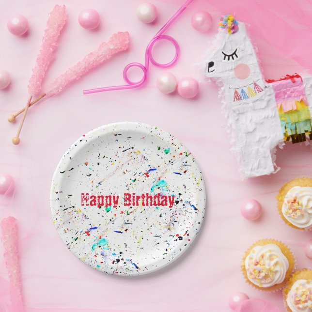 Abstract Art Paint Splashes Custom Paper Plate (Party)