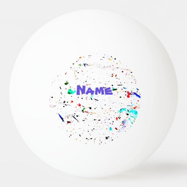 Abstract Art Paint Splashes Personalised Ping Pong Ball (Front)