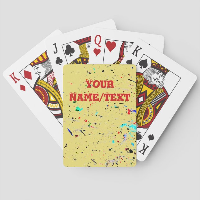 Abstract Art Paint Splashes & Spots Custom Name Playing Cards (Back)
