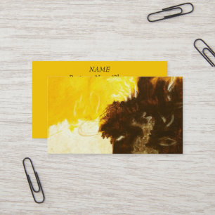 Abstract Art Painting Drips Splatters Yellow Brown Business Card