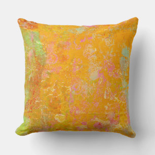 Abstract Art Painting Orange Yellow Pink Red Green Cushion