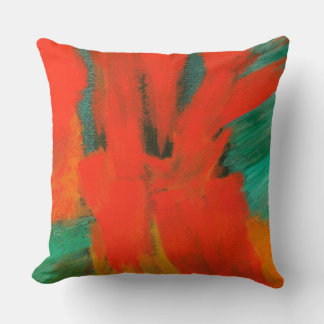 Abstract Art Painting Red Orange Gold Green Cushion