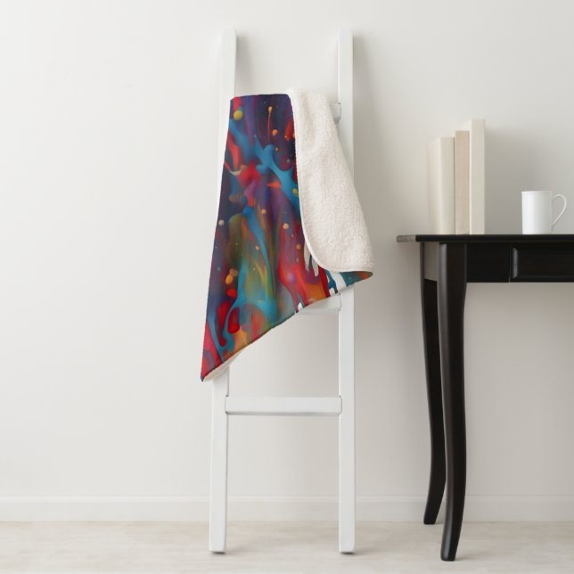 Abstract art painting sherpa blanket (In Situ)