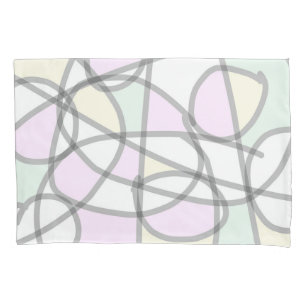 Abstract Art Pale Beige Coral Pink Yellow Pillowcase