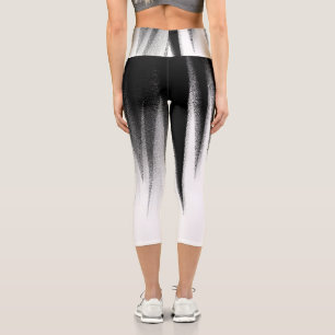 Abstract Art Pastel Black White Bold Capri Leggings