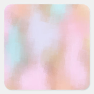 Abstract Art Pastel Colours Red Yellow Orange Blue Square Sticker