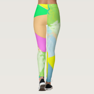 Abstract Art Pastel Coral Lavender Yellow Leggings
