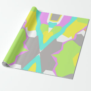 Abstract Art Pastel Coral Pink Grey Pattern Wrapping Paper