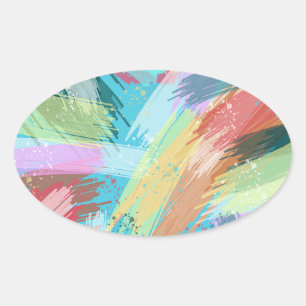 Abstract Art Pastel Oval Sticker