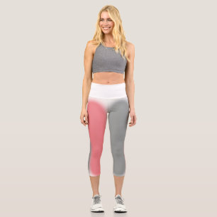 Abstract Art Pastel Pink Grey Capri Leggings