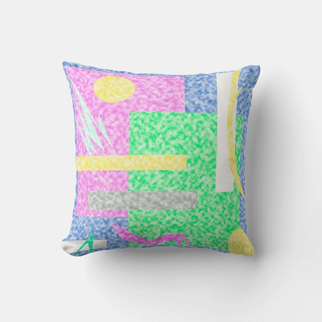 Abstract Art Pastel Theme Turquoise Pink Clouds Cushion (Front)
