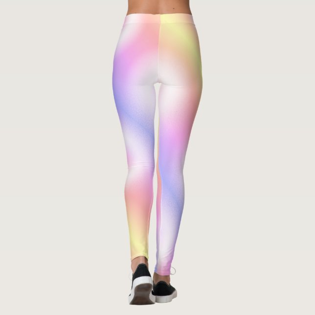 Abstract Art Pastel Yellow White Purple Pink Leggings (Back)