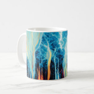 Abstract Art Pattern Red and Blue Electric Energy Coffee Mug