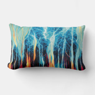 Abstract Art Pattern Red and Blue Electric Energy Lumbar Cushion
