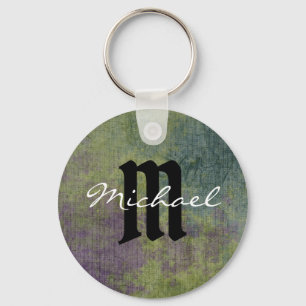 Abstract Art Personalised Purple Blue Modern Key Ring