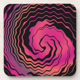 Abstract Art Pink and Balck Twirly Wave Coaster