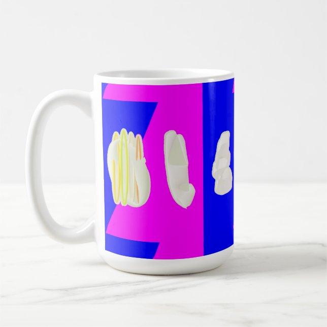 ABSTRACT ART PINK AND ROYAL BLUE COFFEE MUG (Left)