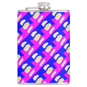 ABSTRACT ART PINK AND ROYAL BLUE HIP FLASK