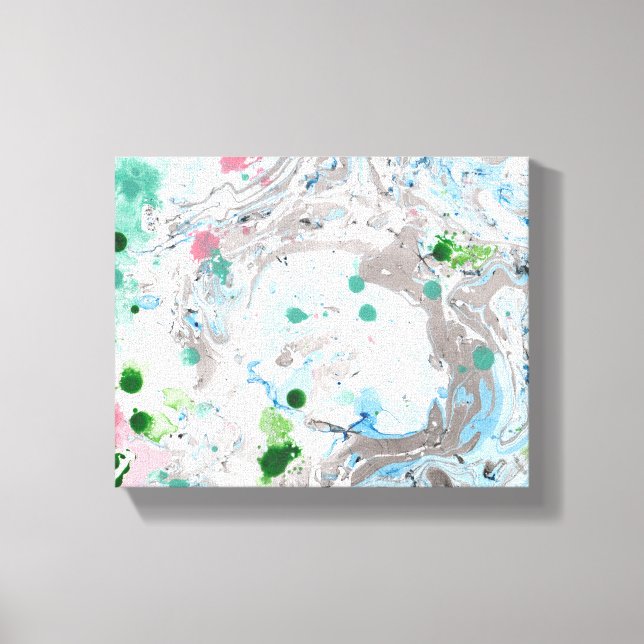 Abstract Art Pink Blue Green White Trendy Modern Canvas Print (Front)
