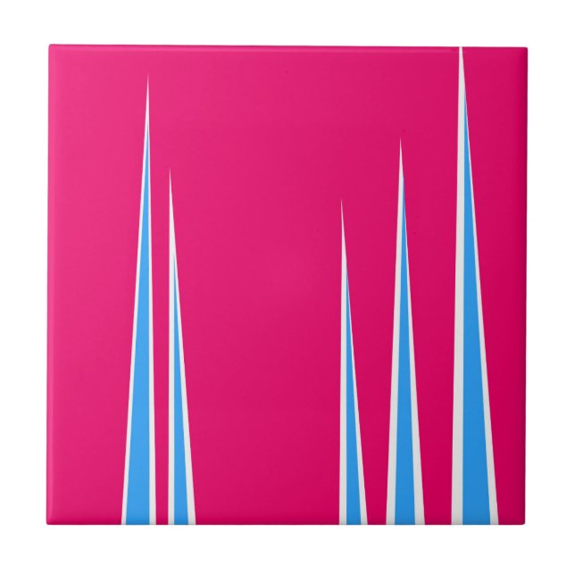 Abstract Art Pink Blue White Minimalism Tile (Front)